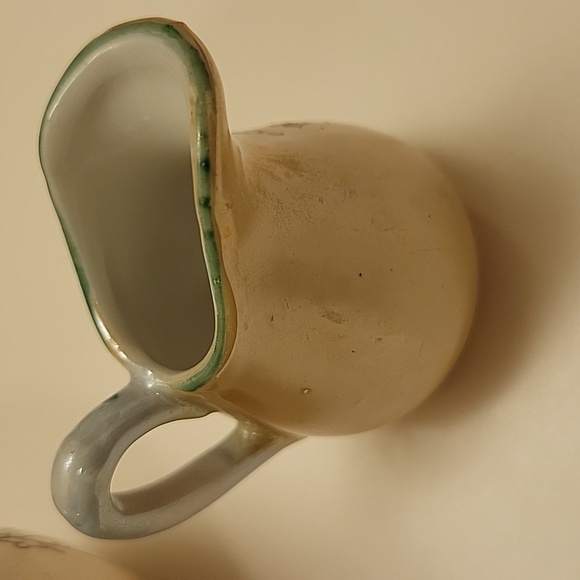 Vintage Japanese Hand Painted Floral Teapot And Pitcher. Bamboo Handle. - Picture 7 of 10